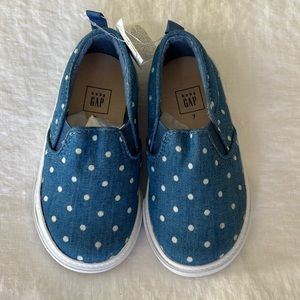 Gap Kids Polka Dot Chambray Slip On Sneakers